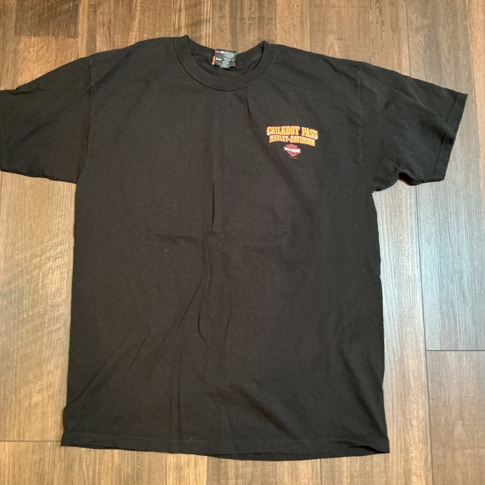Harley Davidson Chilkoot Pass Skagway Alaska Graphic T-Shirt Black Large L